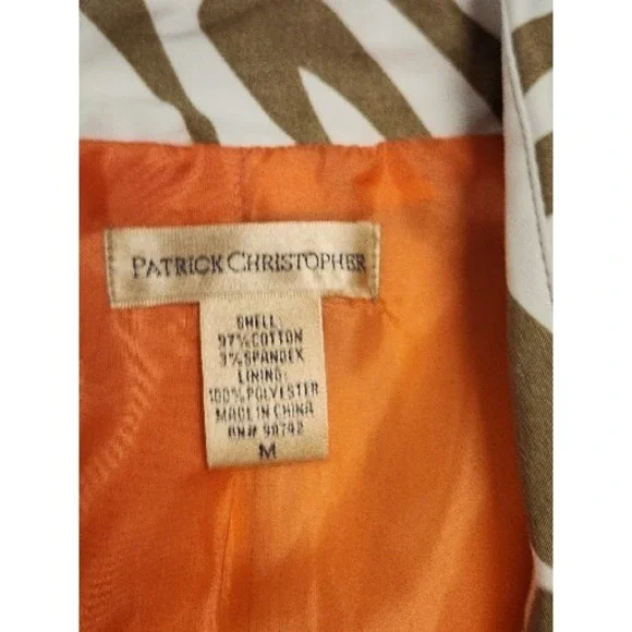 Patrick Christopher Blazer Animal Print Pockets  Orange Lining Size M - Picture 4 of 9